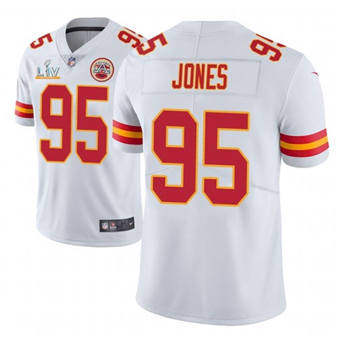 Super Bowl LV 2021 Men Kansas City Chiefs #95 Chris Jones White Limited Jersey